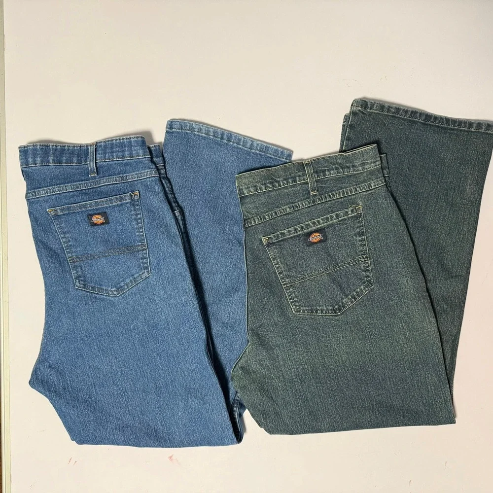 Dickies FLEX Jeans 38x30 Blue Straight Leg Denim Pants‎ Workwear 2 pair bundle